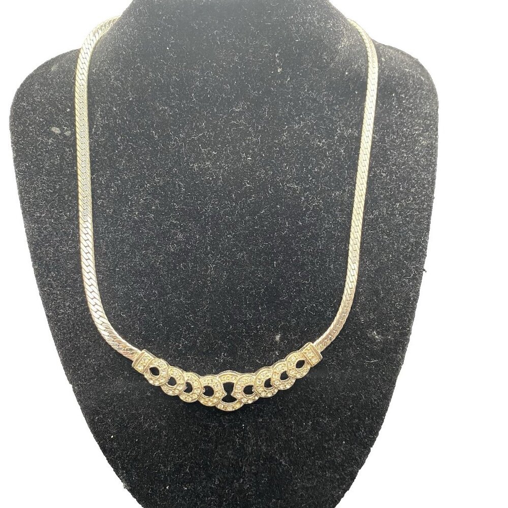 Vintage Christina Collection Necklace Rhinestone Silver Tone Collar 15+2"